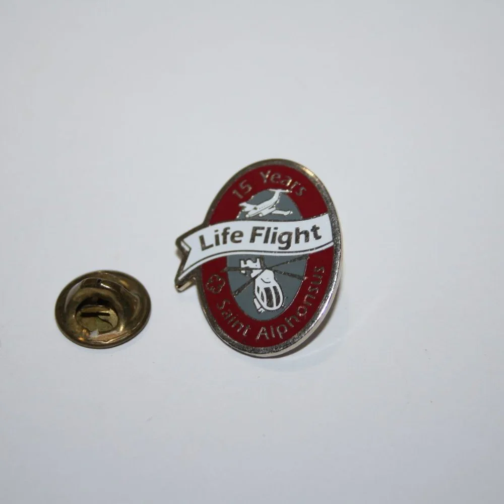 🔴🚁 Silver + Red “15 Years Life Flight” Lapel Pin · 1